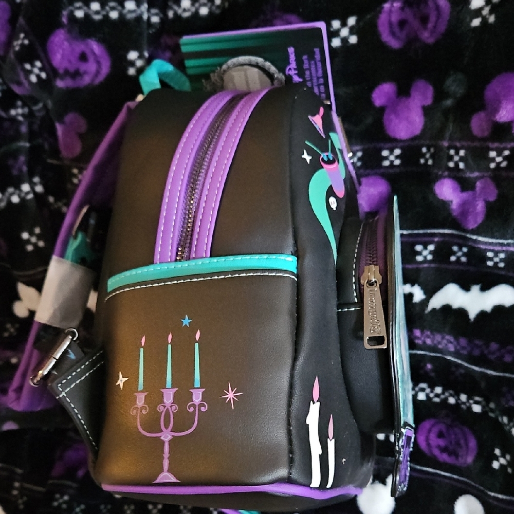 Loungefly Black Purple Teal Mystic Mirror Mini Backpack - Picture 4 of 7